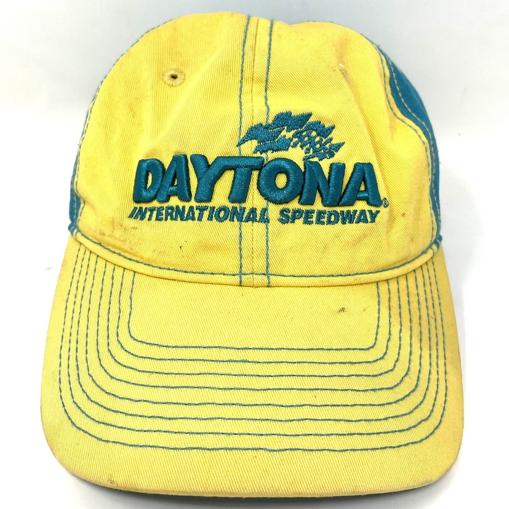 Daytona International Speedway Cap Vtg Adjustable‎ Hat Teal Yellow Motorsports